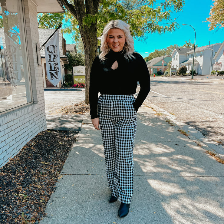 checkered wide leg pants