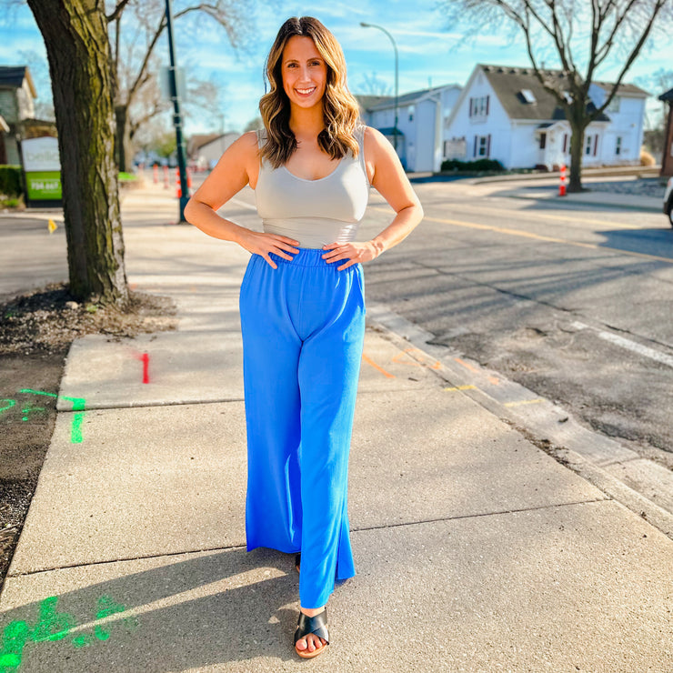 Wide Leg Flow Pants - Blue - large