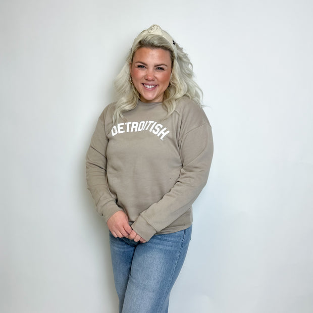 Tan Detroitish crewneck