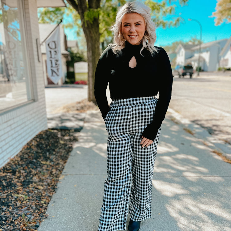 checkered wide leg pants