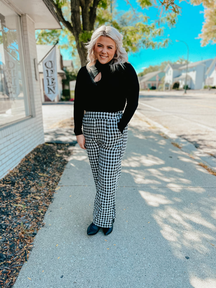 checkered wide leg pants