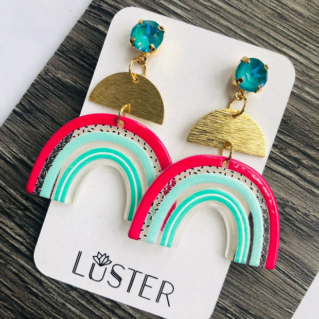 pink rainbow earrings